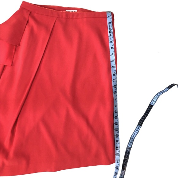 REISS skirt Dita Waterfall Front Mandarin Bold Orange Draped Crepe womens Sz 8 - Picture 10 of 13